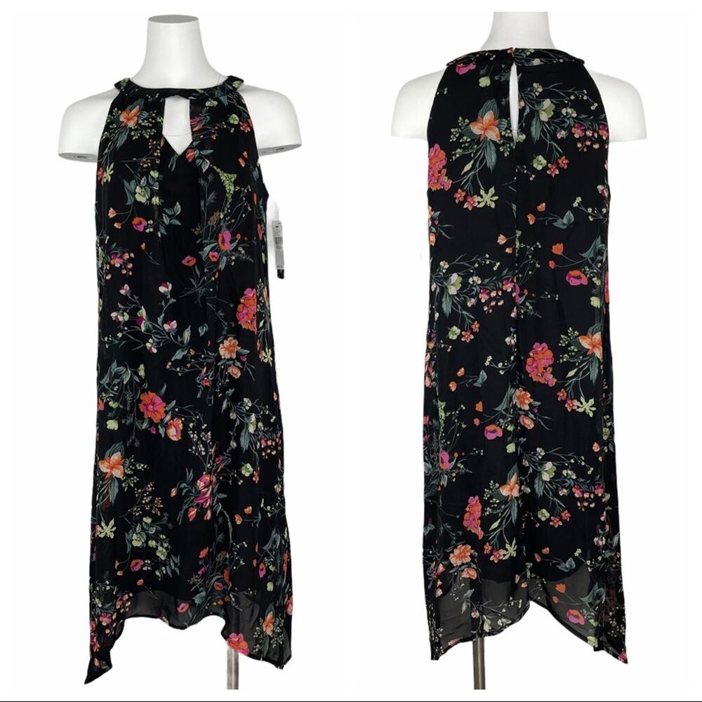 AB Studio Floral Sleeveless Dress Knee Length M
